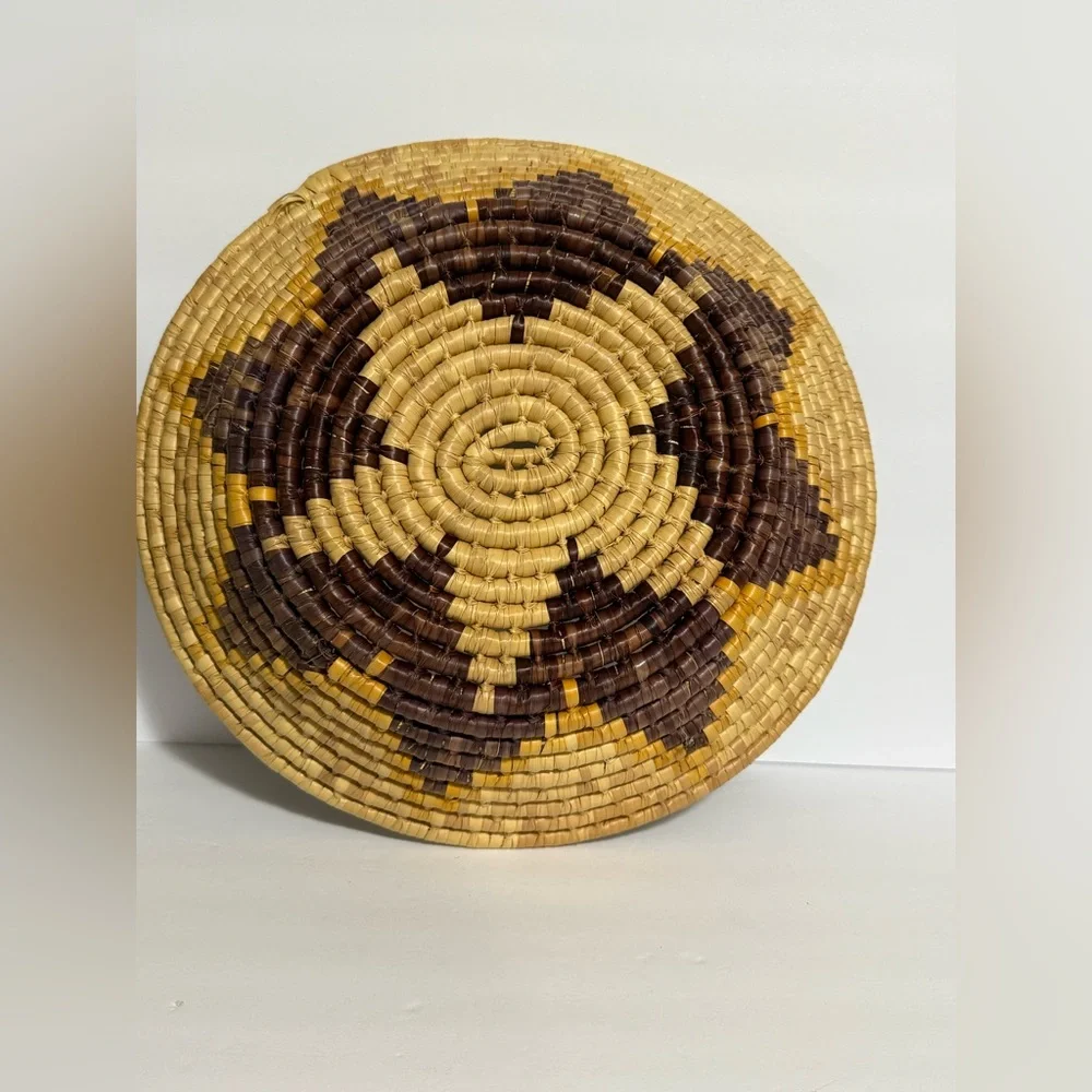 African Coil Swirl Designed Wall Basket Bowl~One Of A Kind~Unique Art Vintage